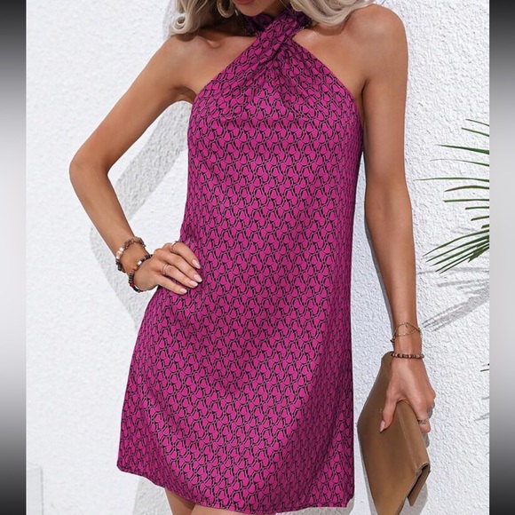 Boho crisscross halter neck  mini dress - Picture 3 of 6